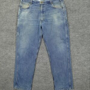 Carhartt Carpenter Jeans Mens 42x34 Blue Relaxed Fit Straight Denim Workwear